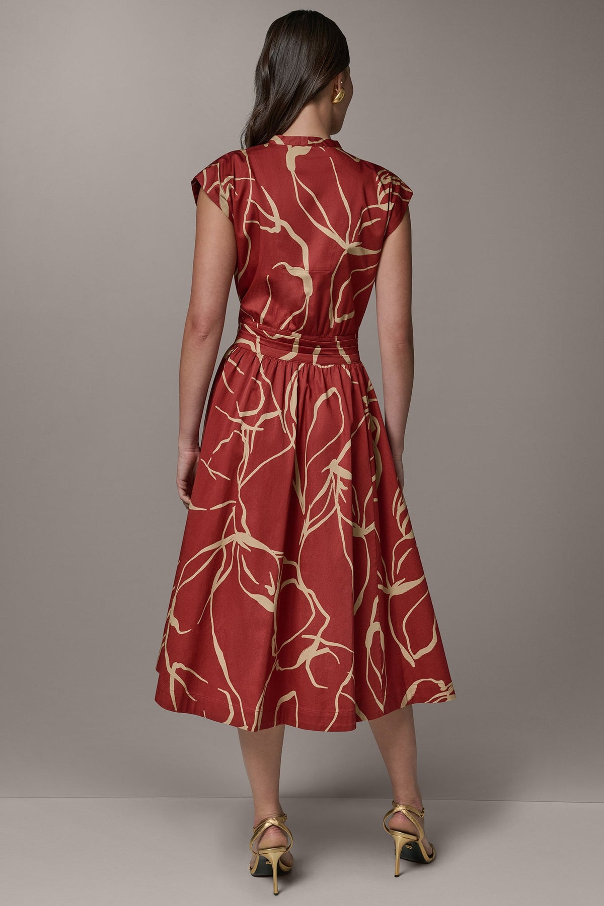 SLEEVELESS PRINT MIDI DRESS