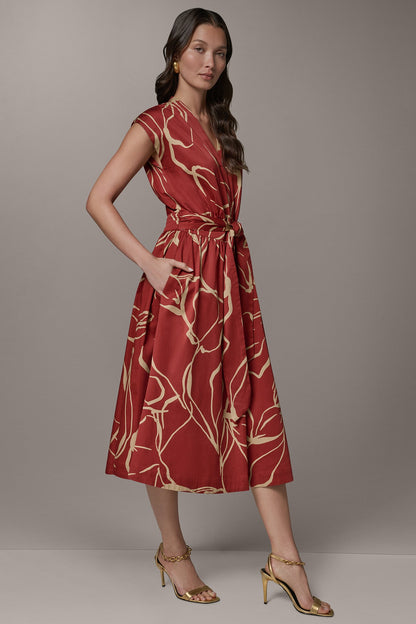 SLEEVELESS PRINT MIDI DRESS