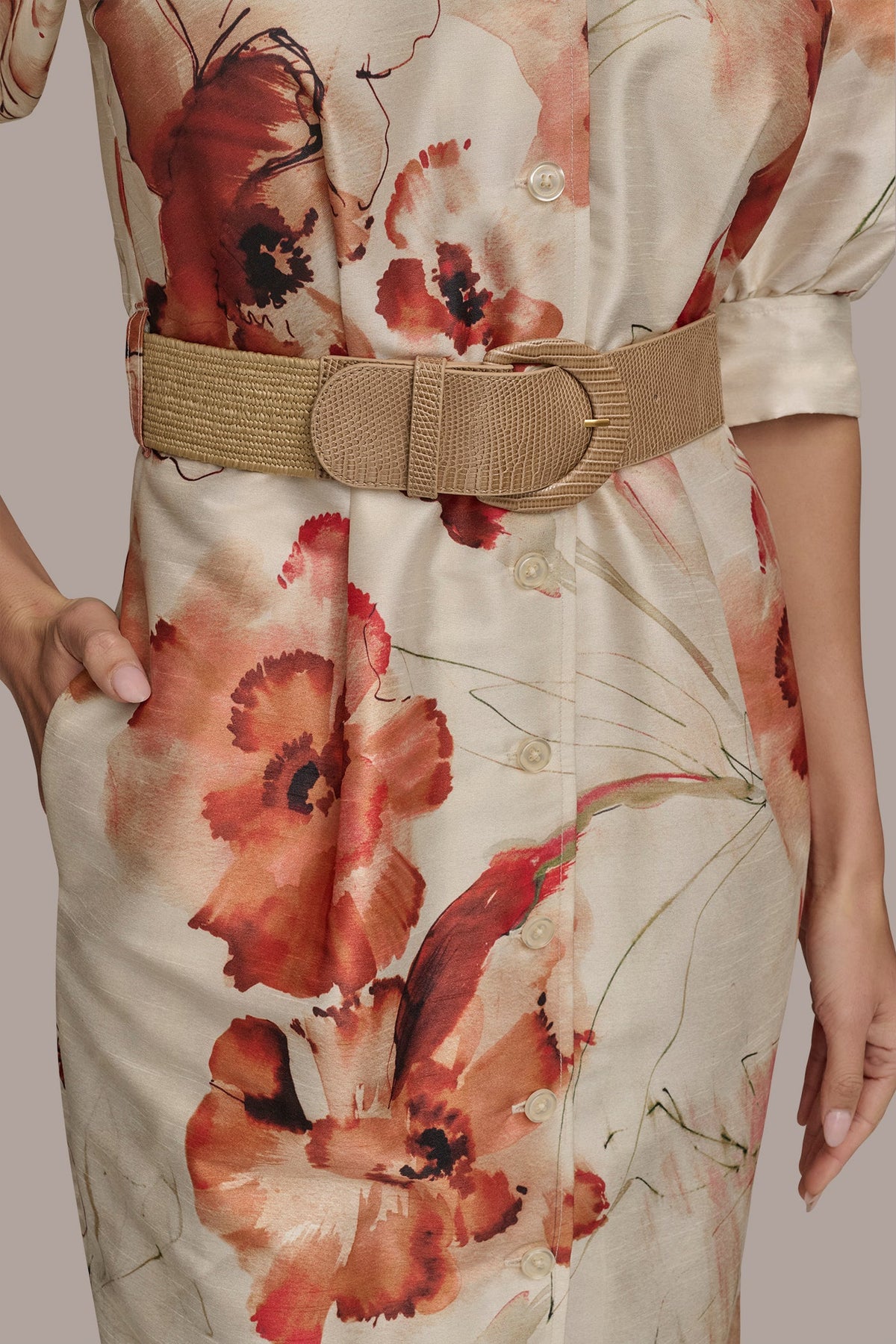 FLORAL PUFF SLEEVE MINI SHIRT DRESS