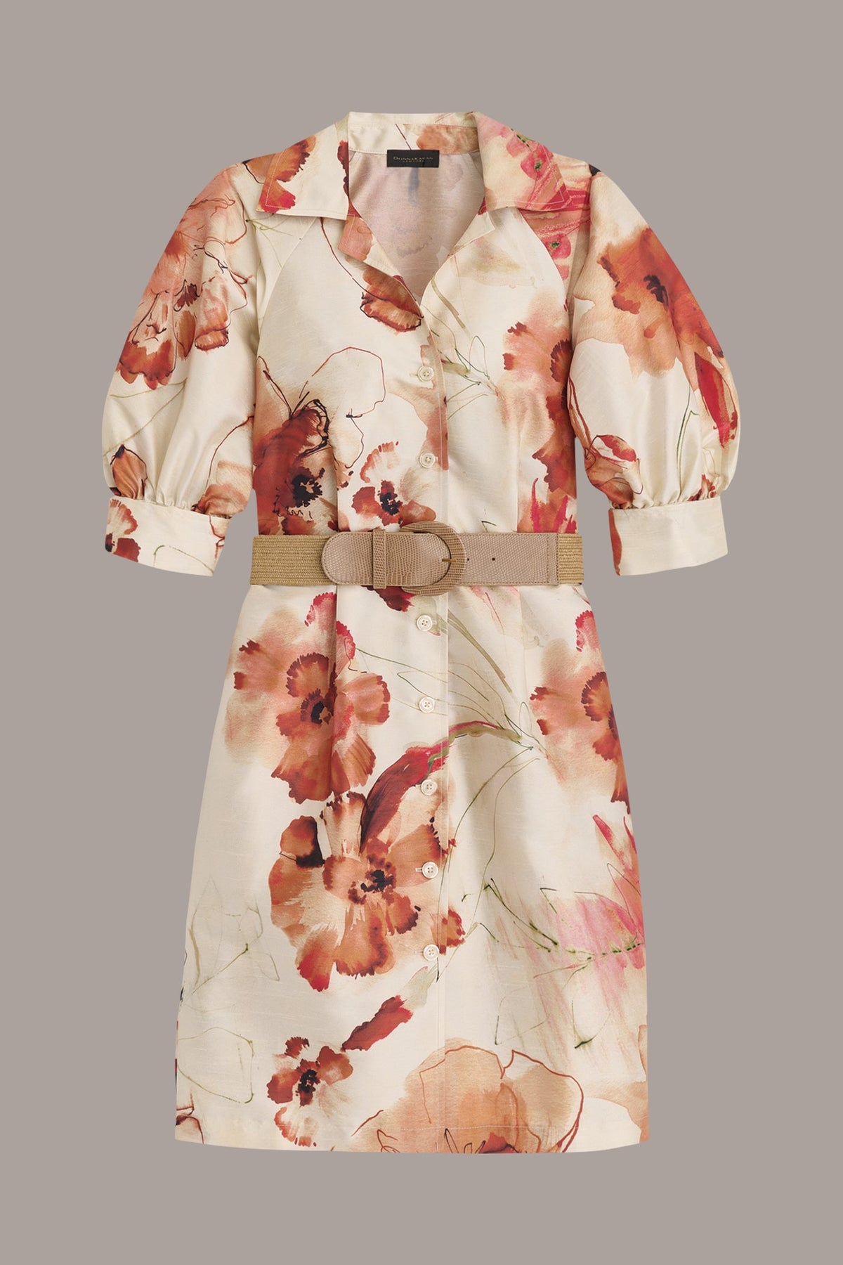 FLORAL PUFF SLEEVE MINI SHIRT DRESS