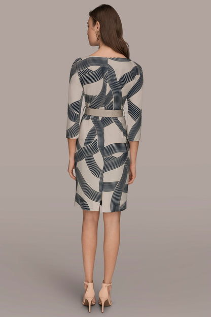 PRINTED 3/4 SLEEVE SHEATH DRESS