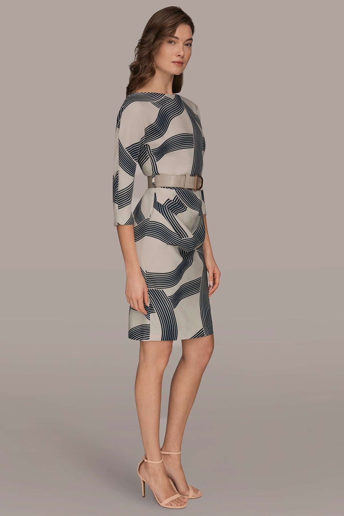 PRINTED 3/4 SLEEVE SHEATH DRESS