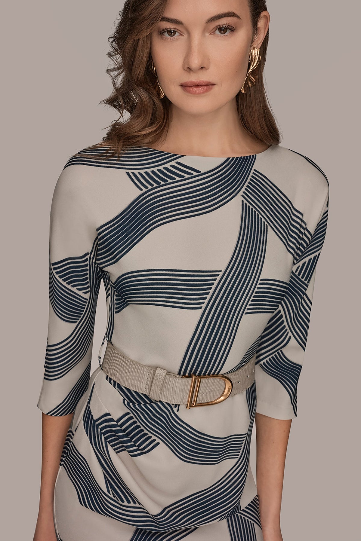 PRINTED 3/4 SLEEVE SHEATH DRESS
