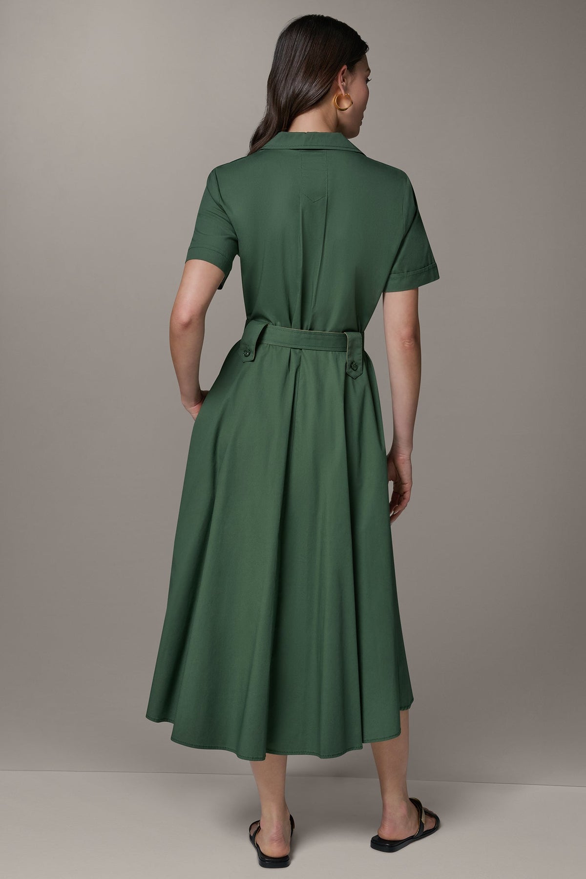 SHORT SLEEVE MIDI SHIRT DRESS