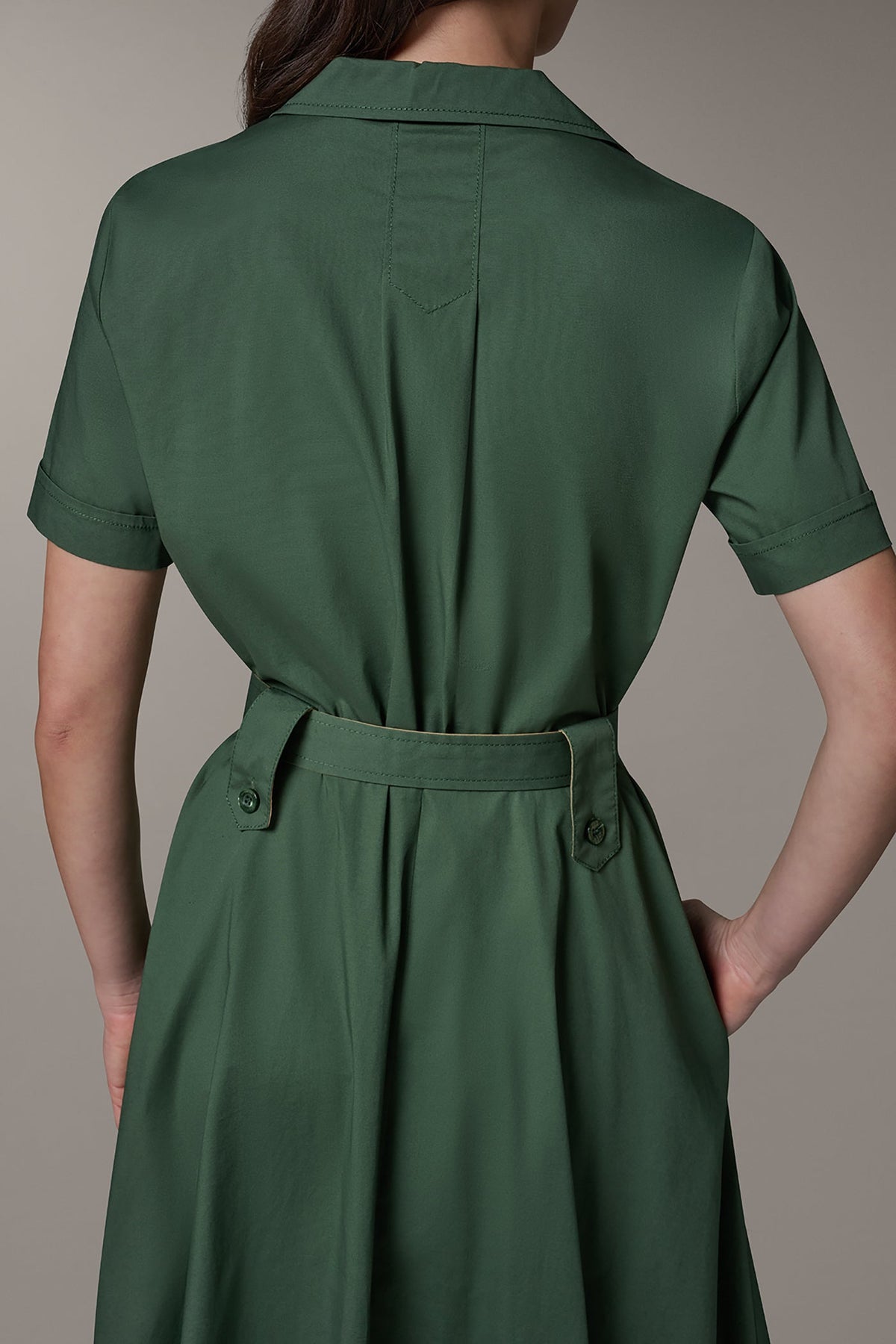 SHORT SLEEVE MIDI SHIRT DRESS