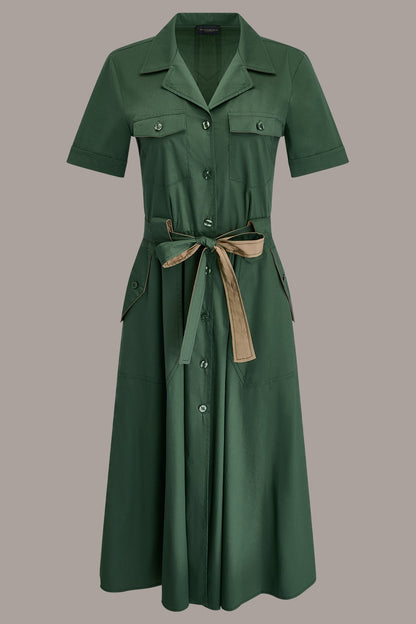 SHORT SLEEVE MIDI SHIRT DRESS
