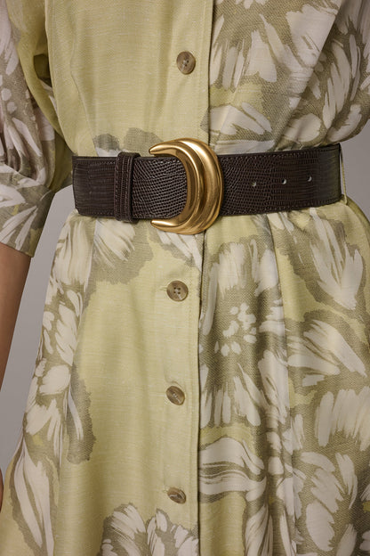 PUFF SLEEVE MIDI SHIRT DRESS