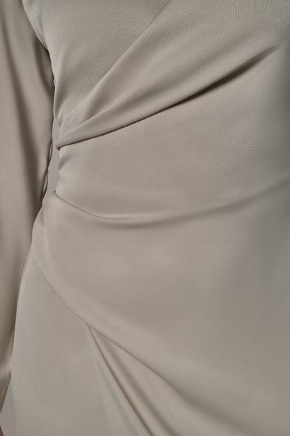 LONG SLEEVE WRAP-EFFECT SHIRT DRESS
