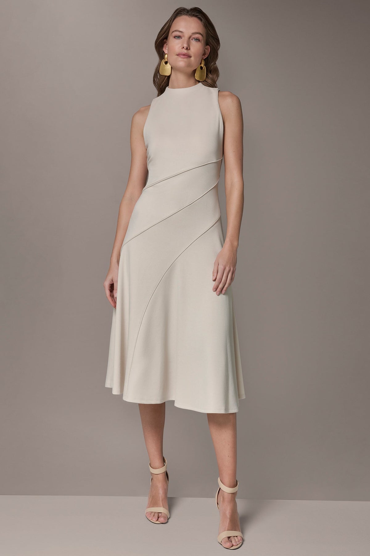 DIAGONAL RIB MIDI A-LINE DRESS