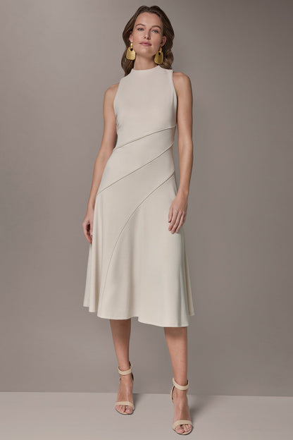 DIAGONAL RIB MIDI A-LINE DRESS