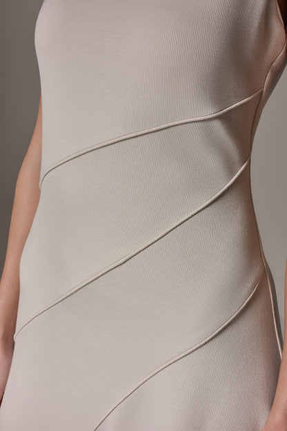 DIAGONAL RIB MIDI A-LINE DRESS