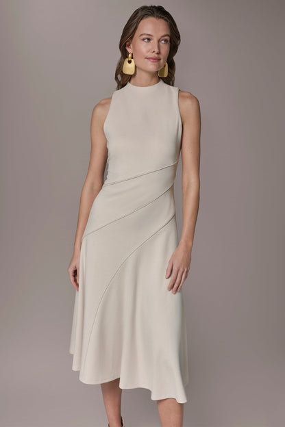 DIAGONAL RIB MIDI A-LINE DRESS