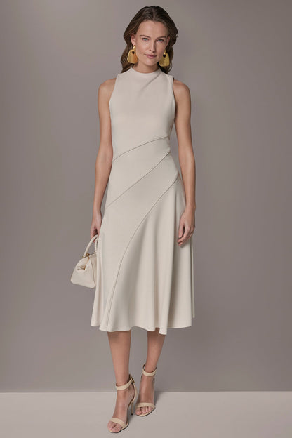 DIAGONAL RIB MIDI A-LINE DRESS