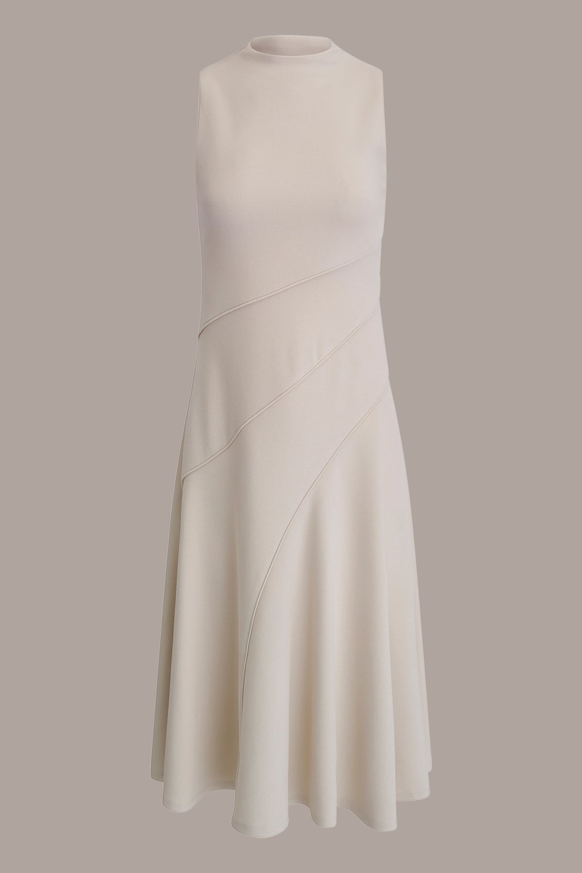 DIAGONAL RIB MIDI A-LINE DRESS