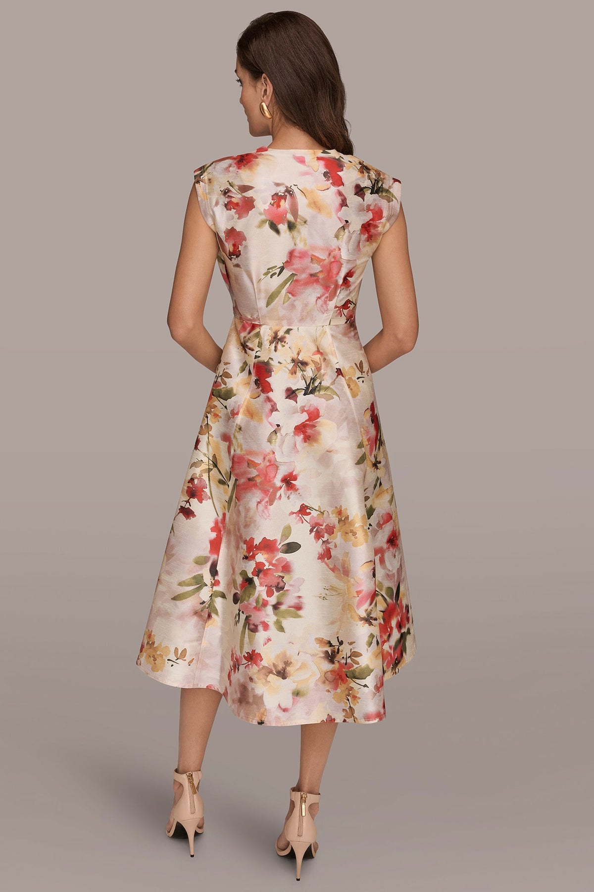 DUPIONI FLORAL WRAP DRESS