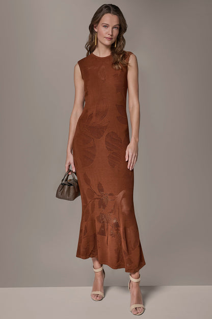 FLORAL-JACQUARD MIDI SWEATER DRESS