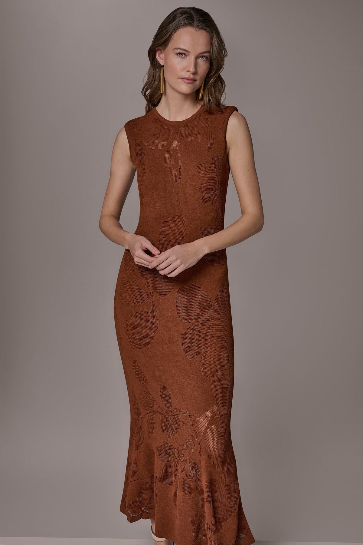 FLORAL-JACQUARD MIDI SWEATER DRESS