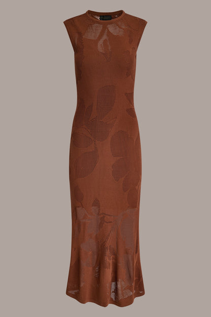 FLORAL-JACQUARD MIDI SWEATER DRESS