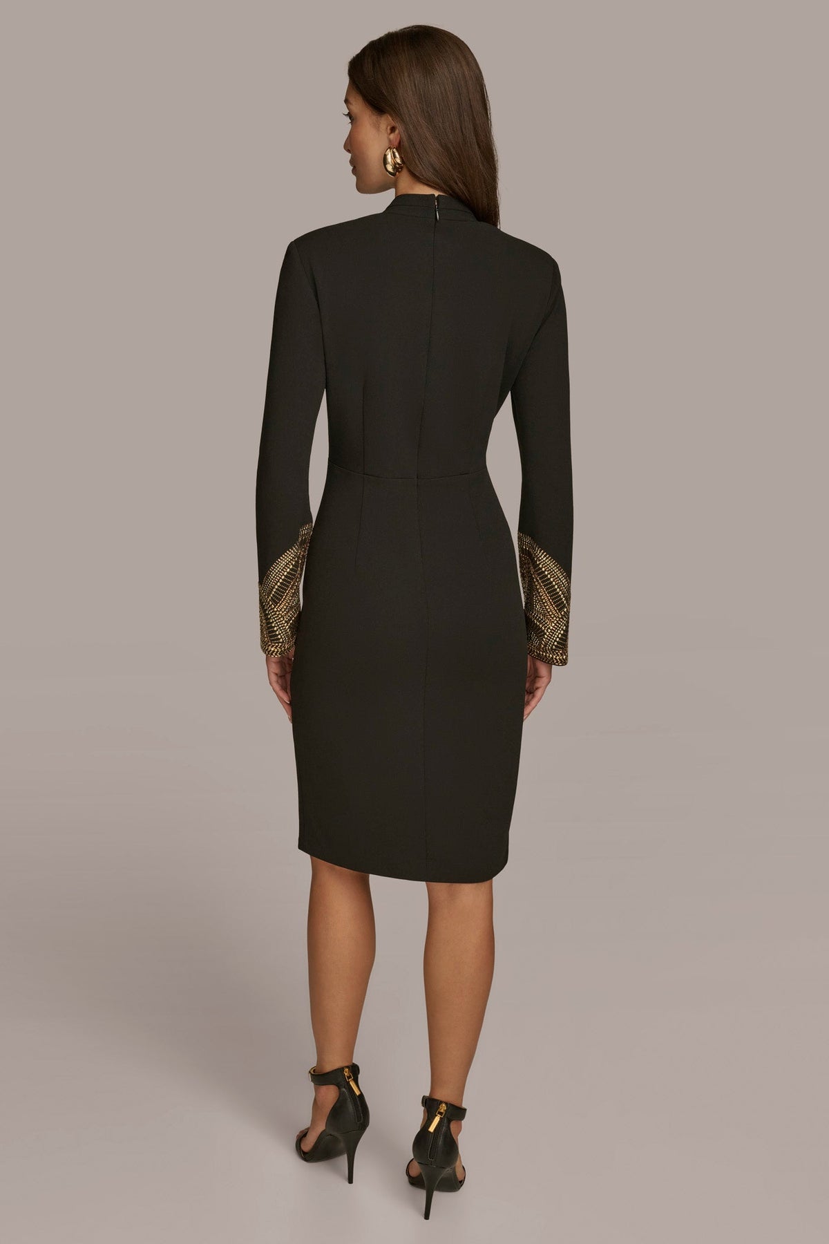 LONG SLEEVE V-NECK SHEATH DRESS