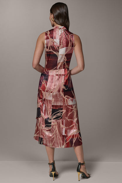 SLEEVELESS COWL NECK MIDI A-LINE DRESS