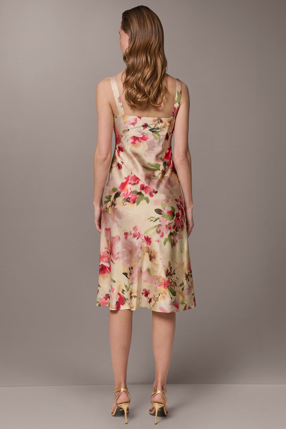 CHARMEUSE FLORAL MIDI SLIP DRESS