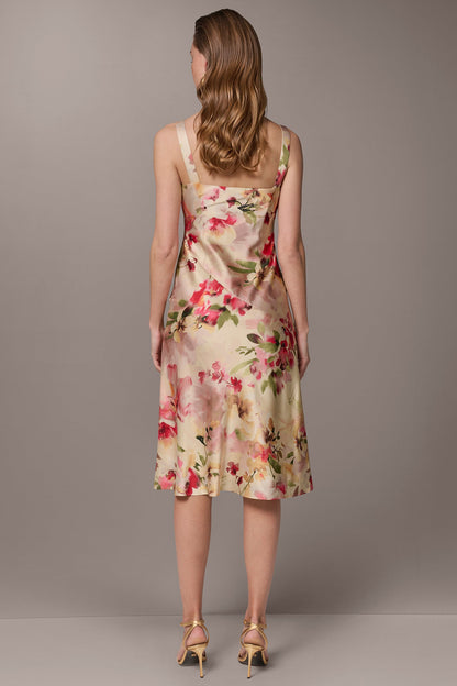 CHARMEUSE FLORAL MIDI SLIP DRESS