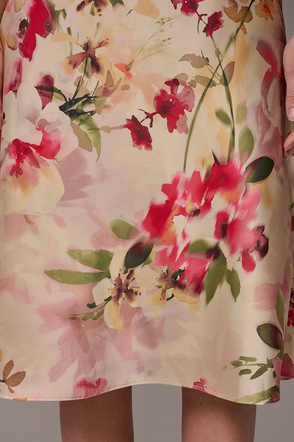 CHARMEUSE FLORAL MIDI SLIP DRESS