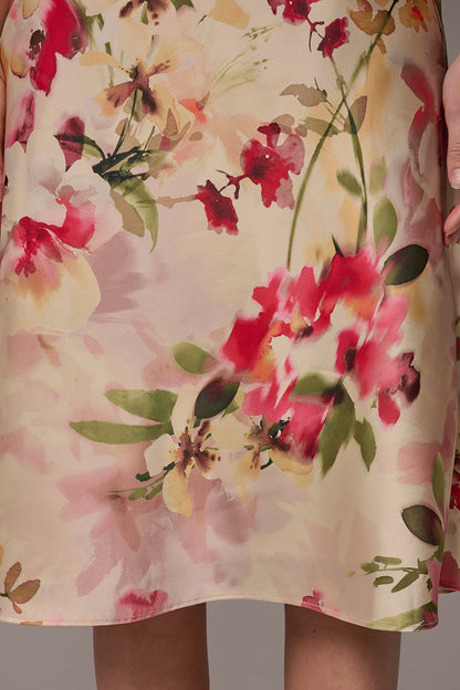 CHARMEUSE FLORAL MIDI SLIP DRESS