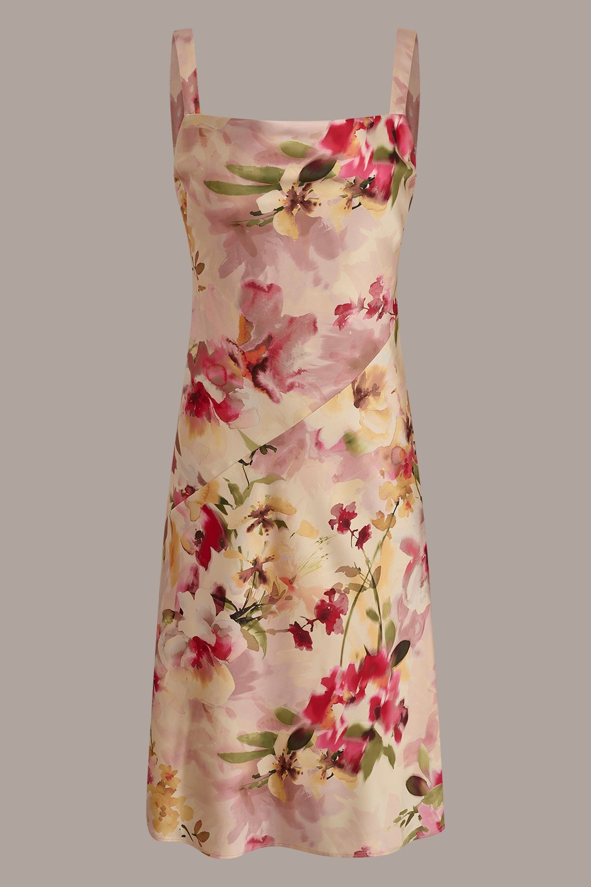 CHARMEUSE FLORAL MIDI SLIP DRESS