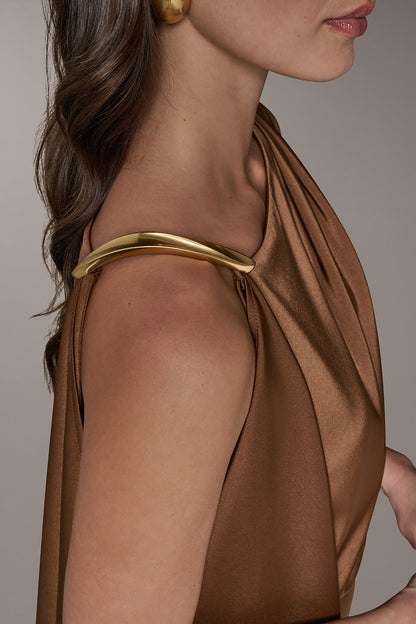 SLEEVELESS ASYMMETRIC MIDI DRESS