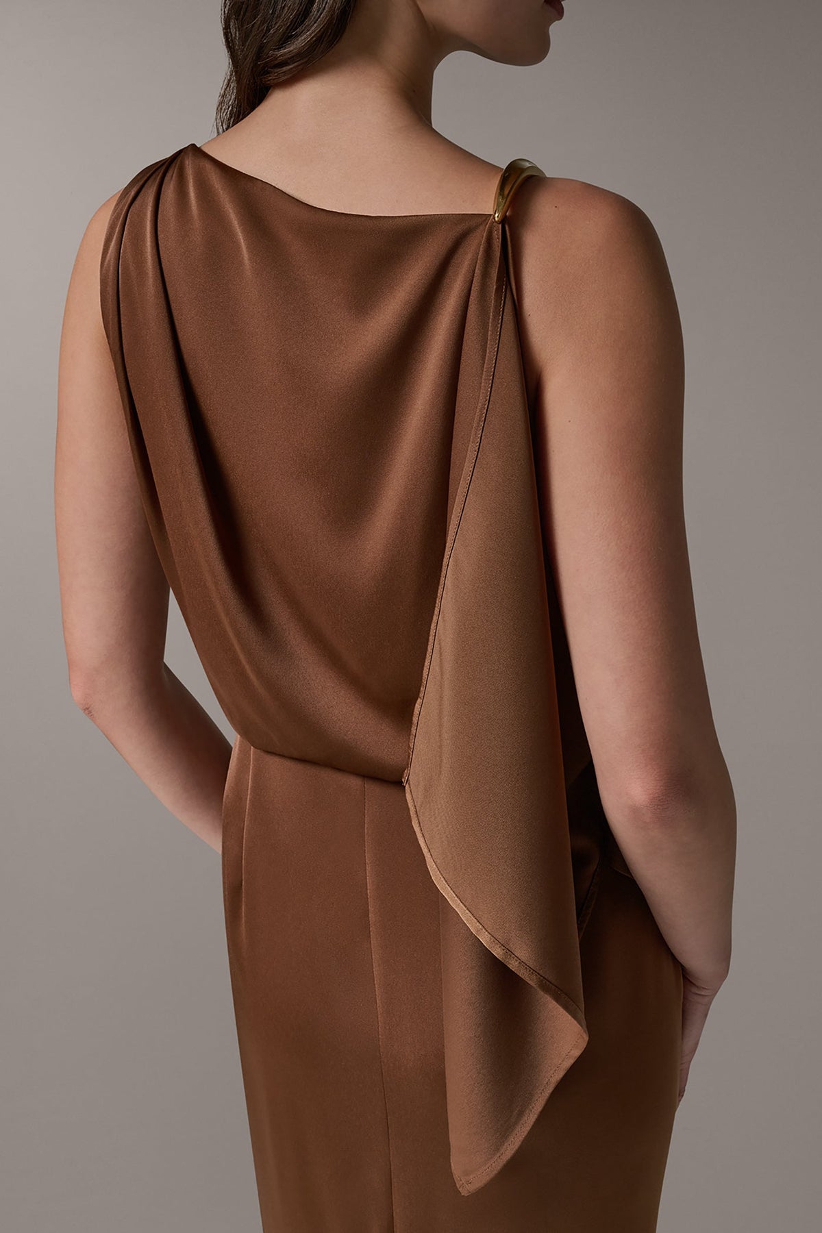 SLEEVELESS ASYMMETRIC MIDI DRESS