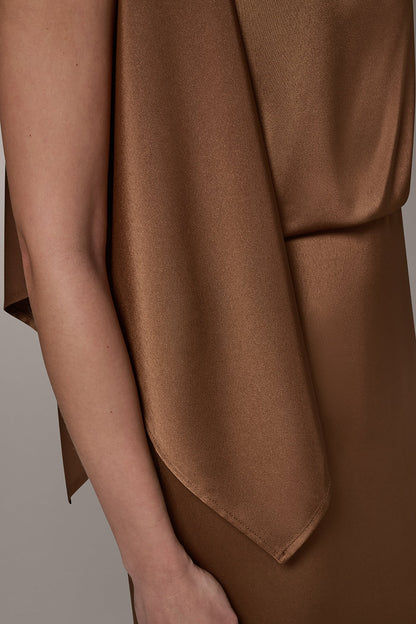 SLEEVELESS ASYMMETRIC MIDI DRESS