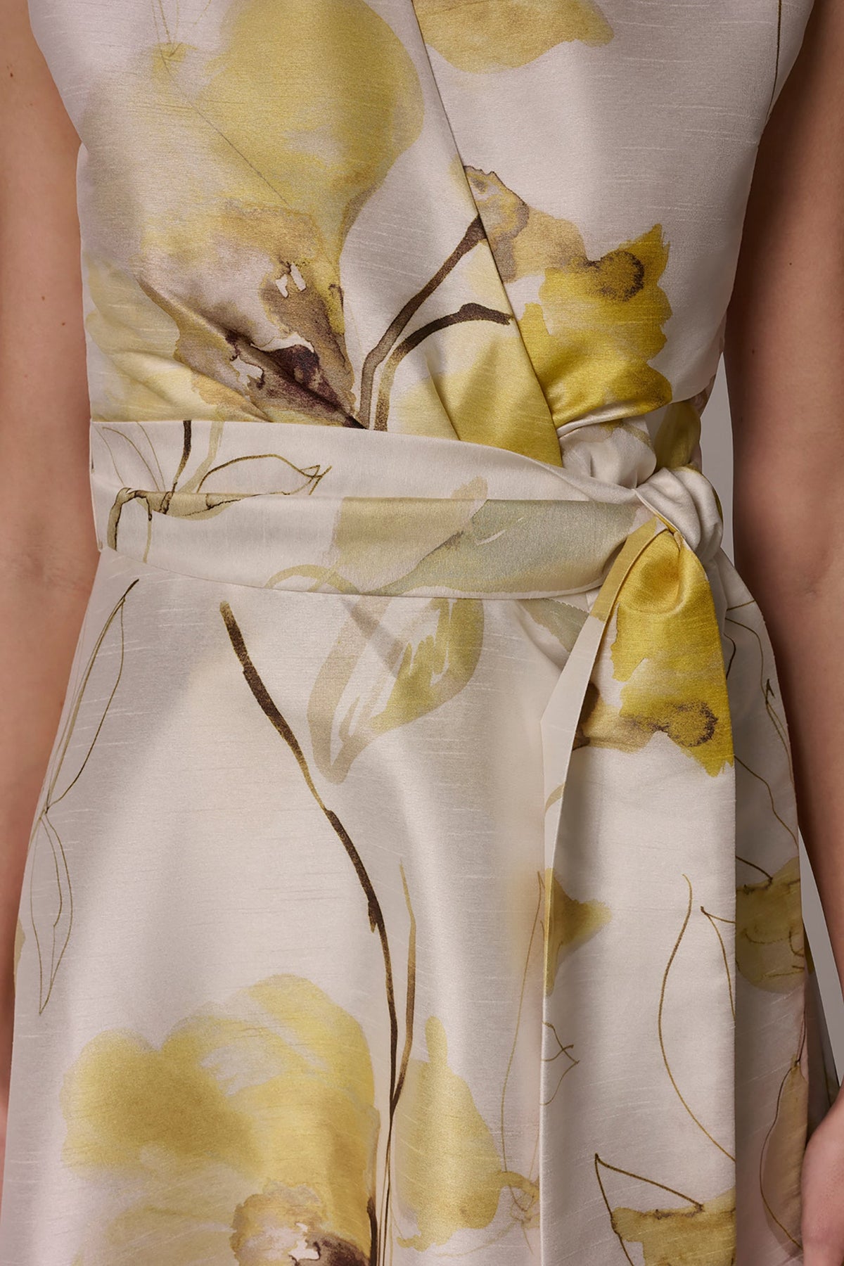 FLORAL JACQUARD WRAP-EFFECT MIDI DRESS