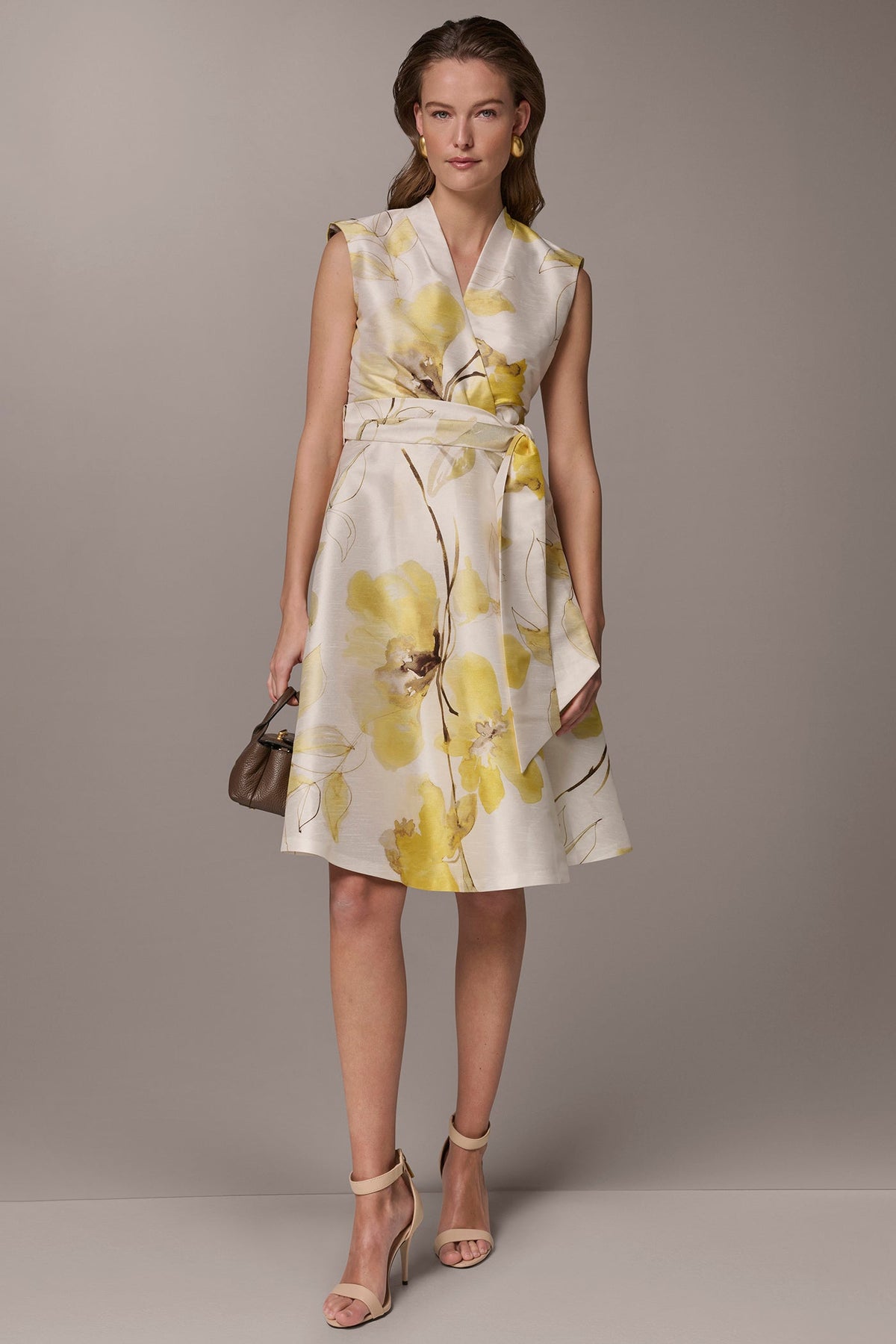 FLORAL JACQUARD WRAP-EFFECT MIDI DRESS