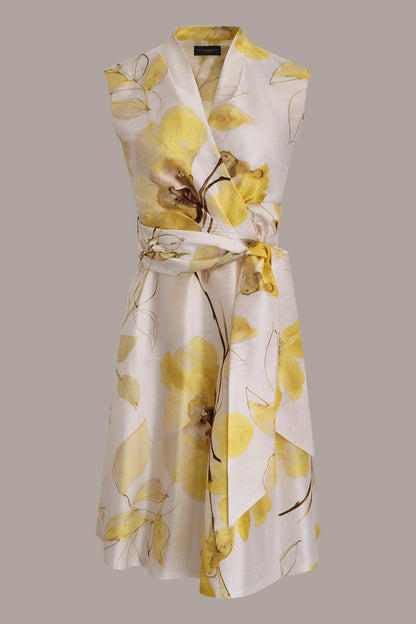 FLORAL JACQUARD WRAP-EFFECT MIDI DRESS