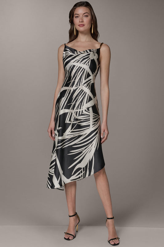 ASYMMETRIC MIDI SLIP DRESS