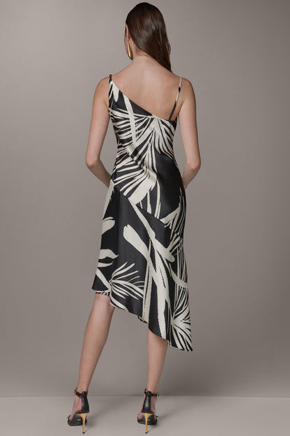 ASYMMETRIC MIDI SLIP DRESS