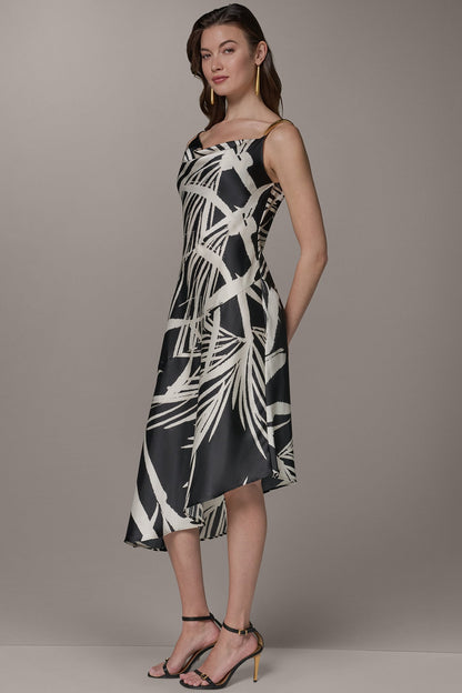 ASYMMETRIC MIDI SLIP DRESS