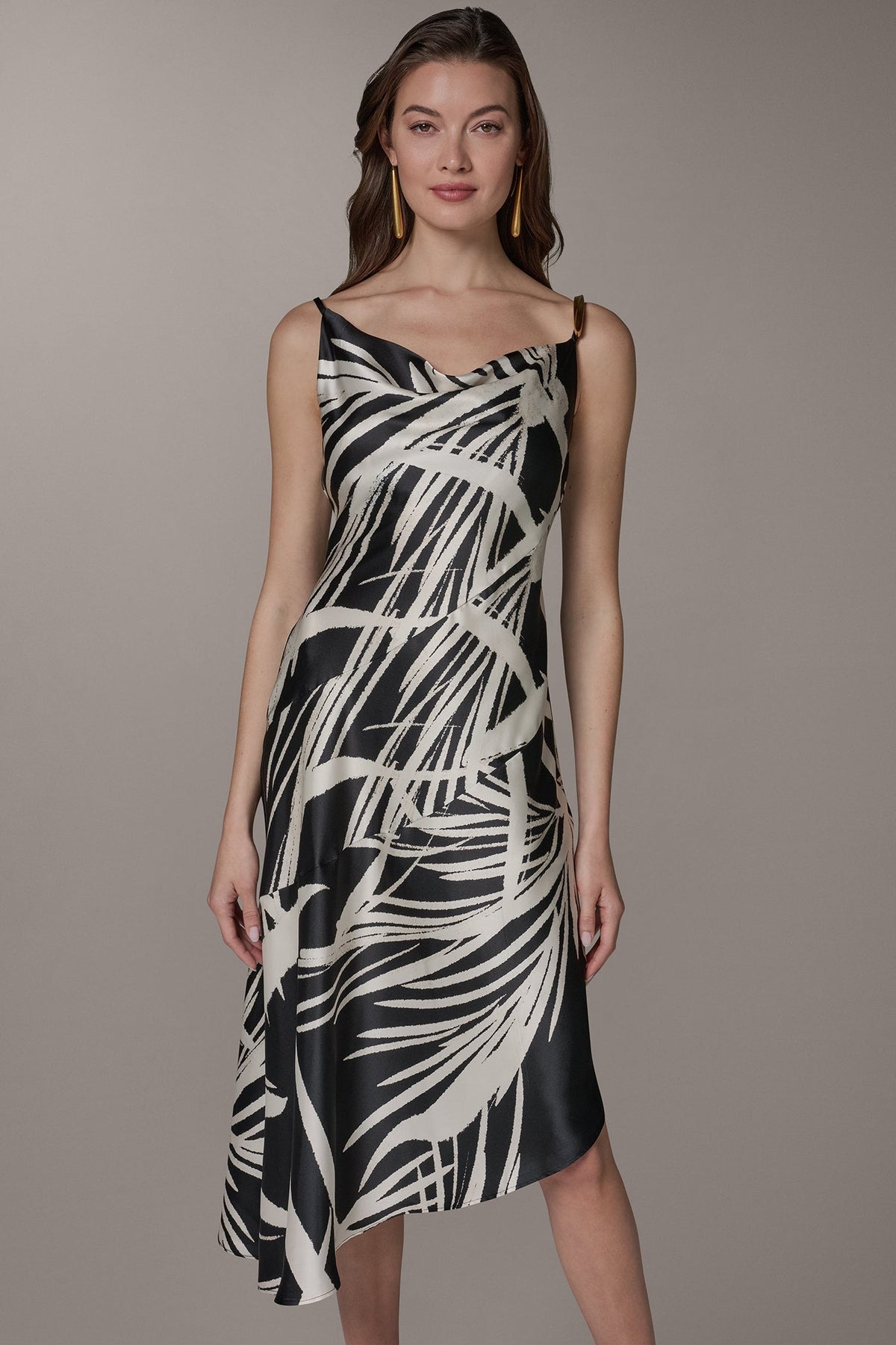 ASYMMETRIC MIDI SLIP DRESS