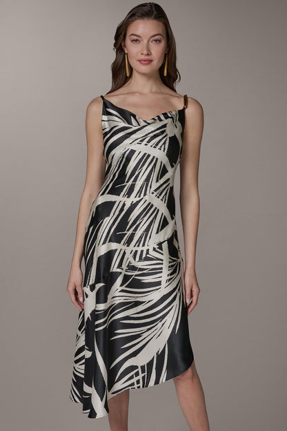 ASYMMETRIC MIDI SLIP DRESS