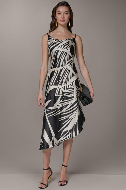 ASYMMETRIC MIDI SLIP DRESS