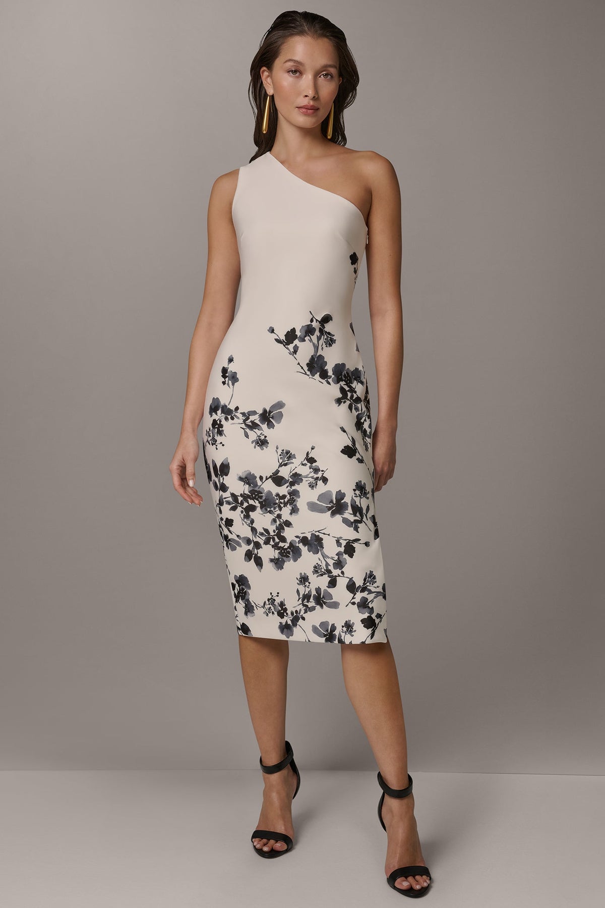 FLORAL ONE-SHOULDER SHEATH DRESS