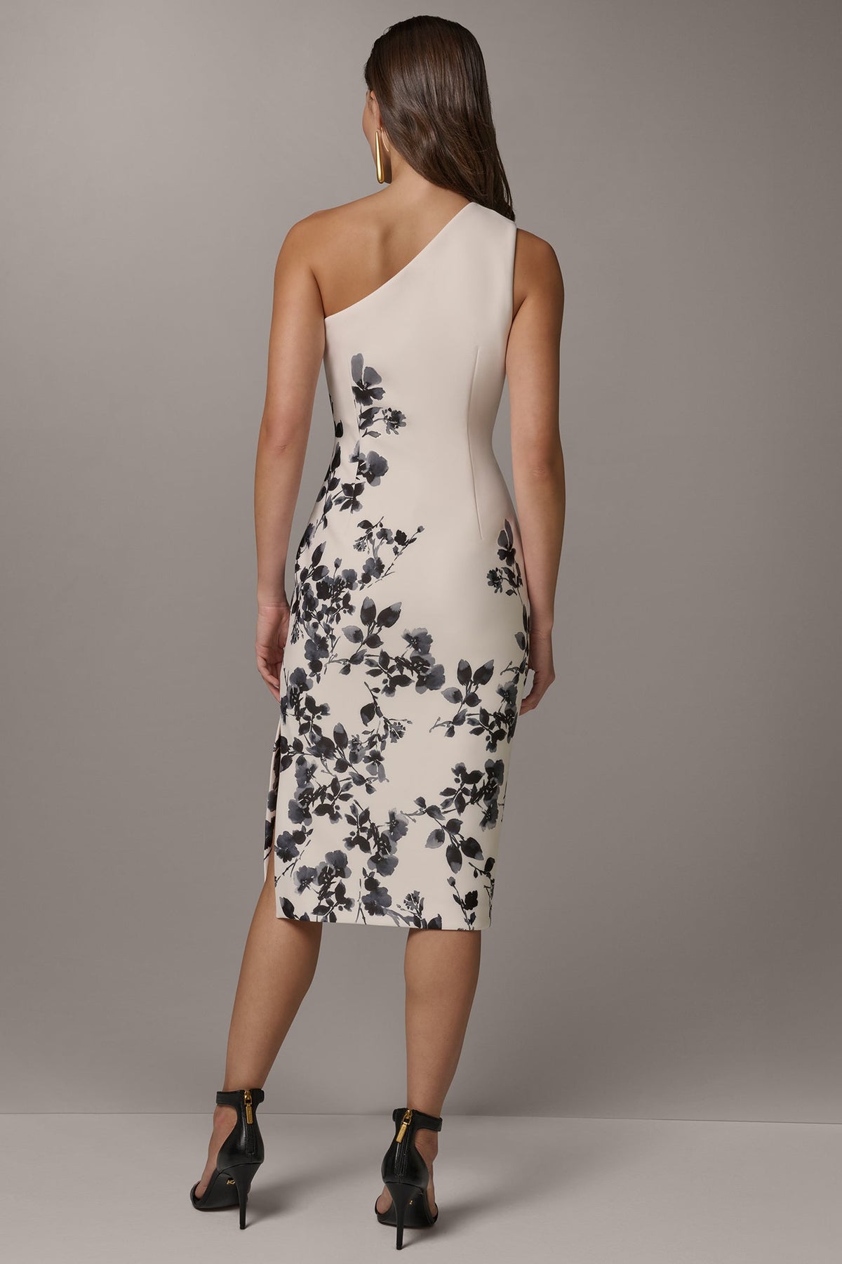 FLORAL ONE-SHOULDER SHEATH DRESS