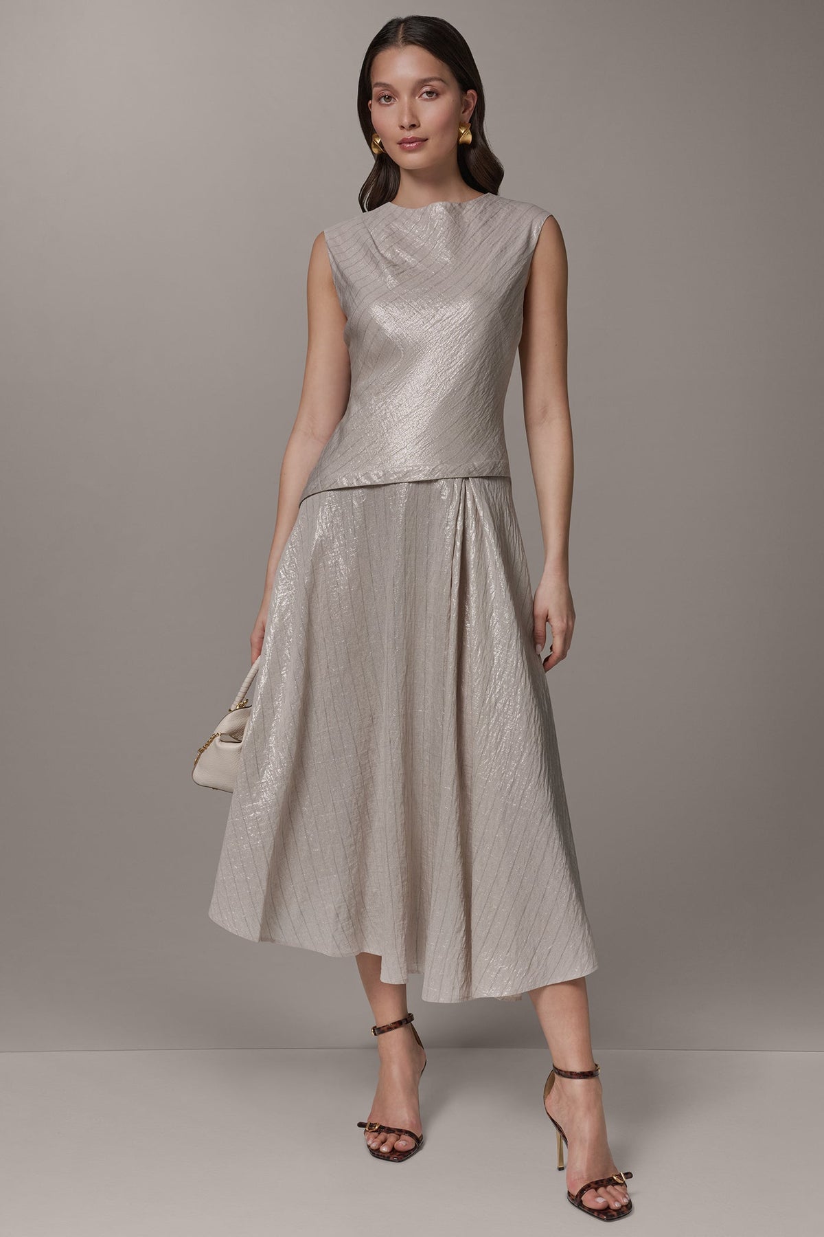 CAP SLEEVE ASYMMETRIC MIDI FIT AND FLARE DRESS