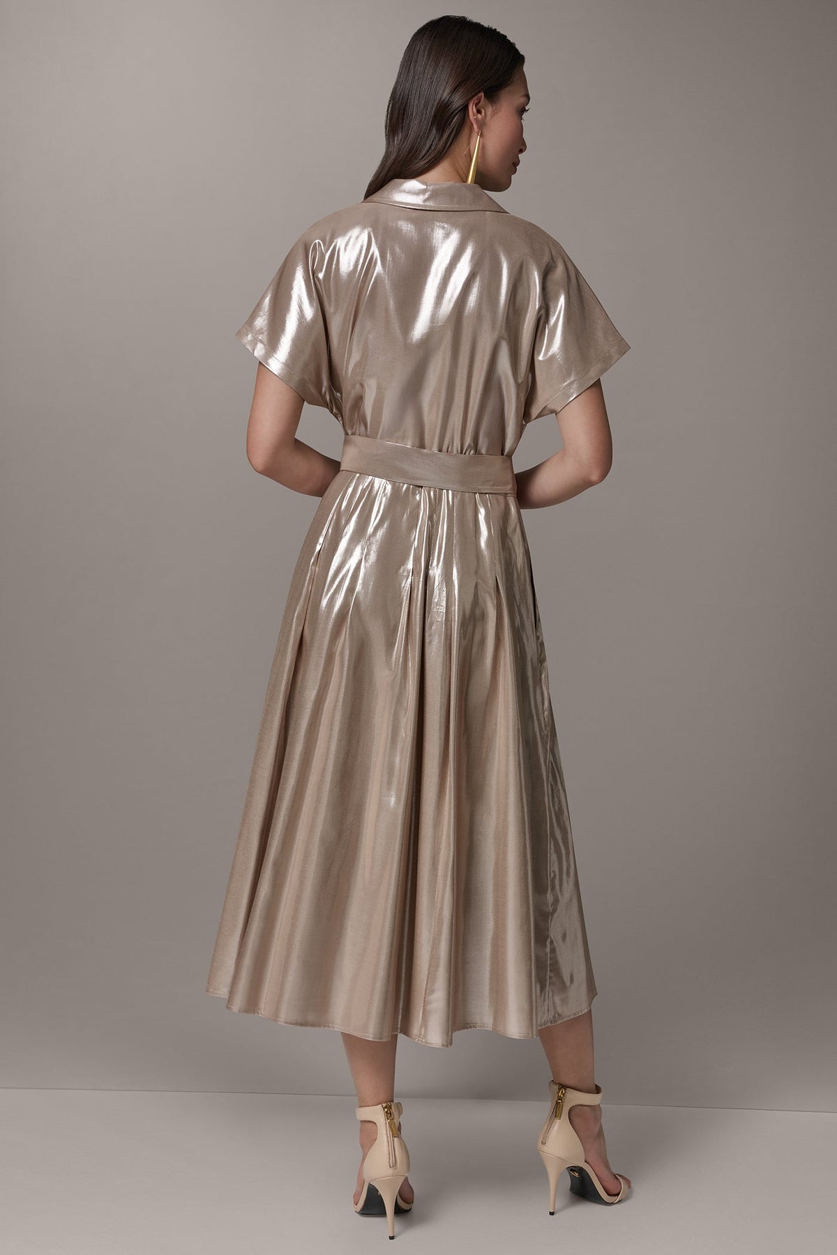 SHORT SLEEVE MIDI SHIRT DRESS