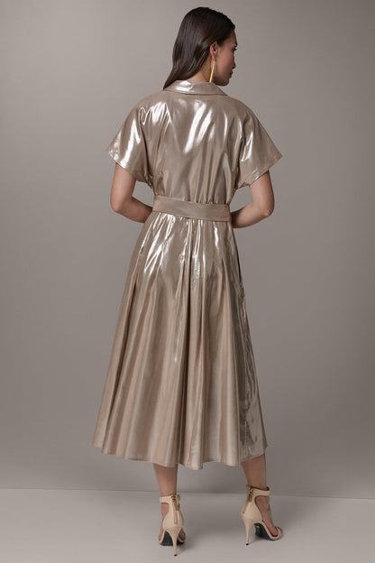SHORT SLEEVE MIDI SHIRT DRESS
