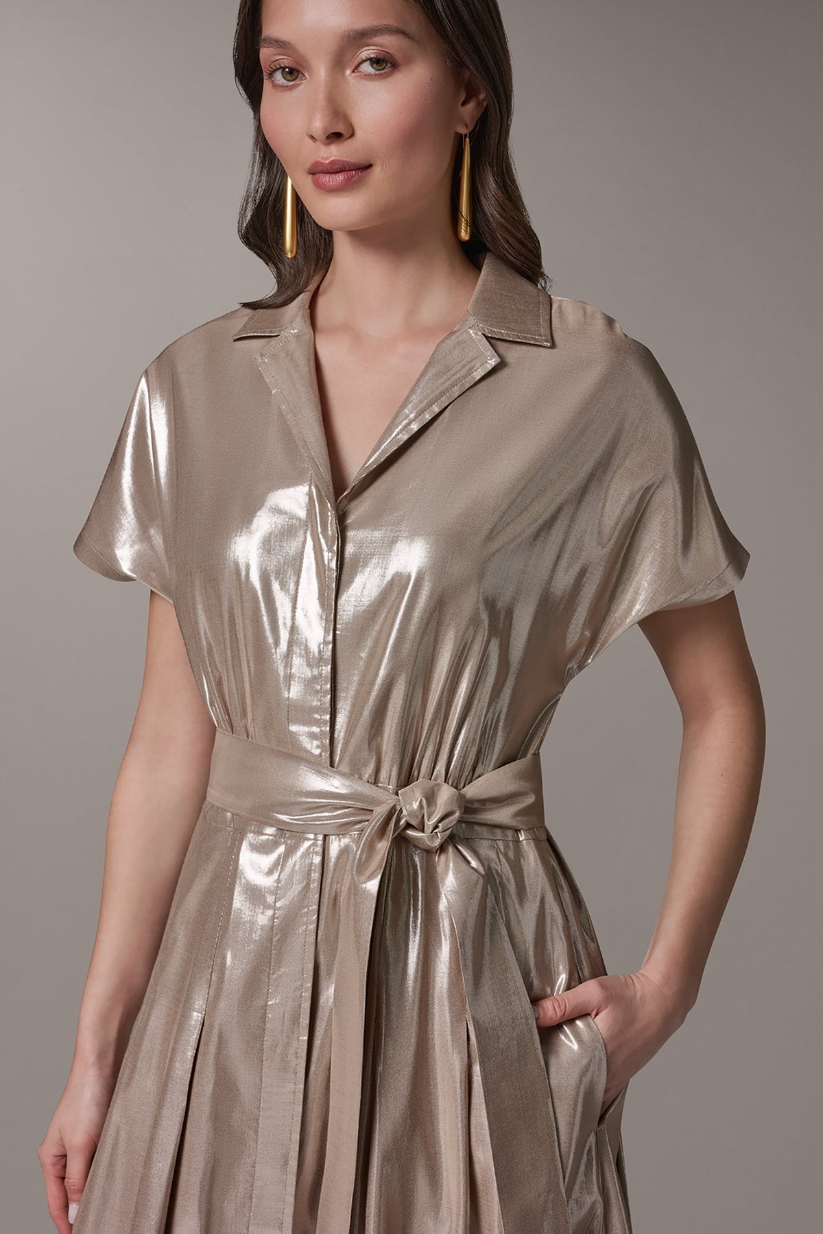 SHORT SLEEVE MIDI SHIRT DRESS