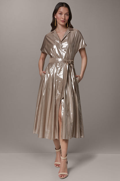SHORT SLEEVE MIDI SHIRT DRESS