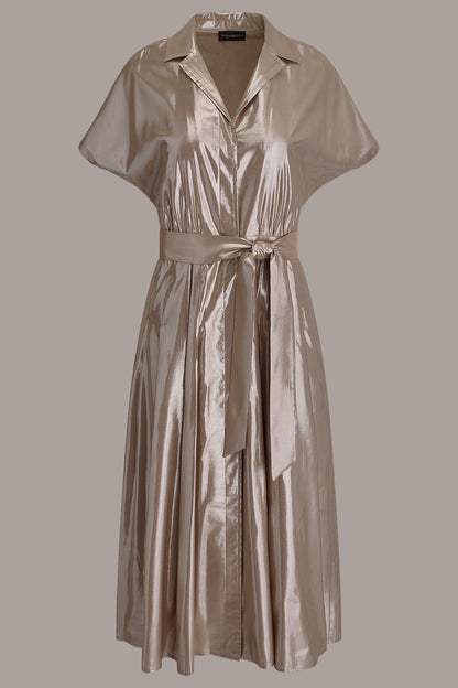 SHORT SLEEVE MIDI SHIRT DRESS