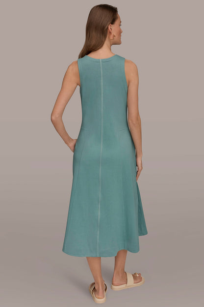 SLEEVELESS MIDI TRAPEZE DRESS